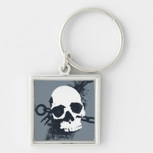 Necromancer Skull-symbol Fyrkantig Silverfärgad Nyckelring