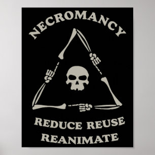 Necromancy Reducate Reuse Reanimate Funny Skeleton Poster