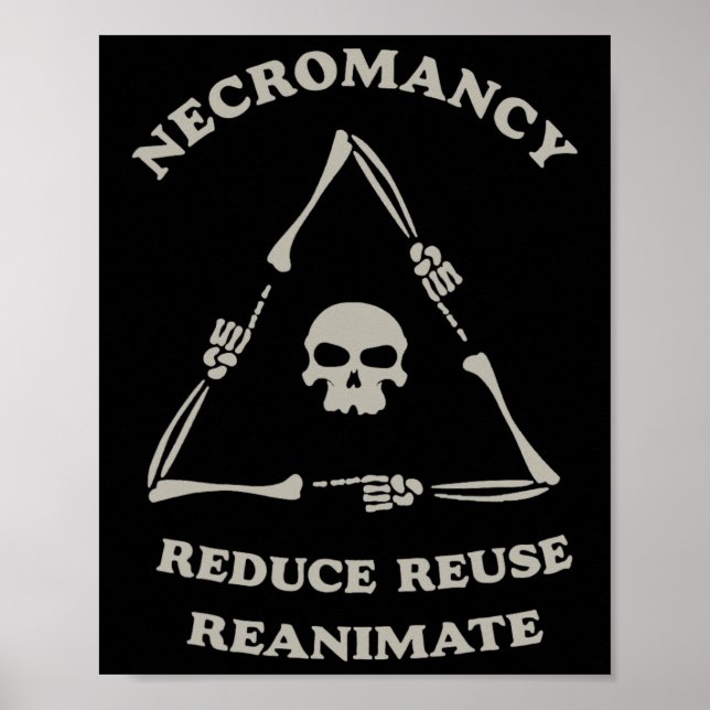 Necromancy Reducate Reuse Reanimate Funny Skeleton Poster (Framsidan)