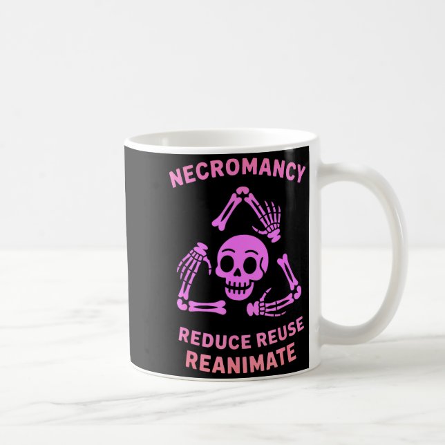 Necromancy Reduce Reuse Reanimate Skeleton Design  Kaffemugg (Höger)