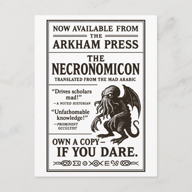 Necronomicon - nu tillgänglig från Arkham Press Helg Vykort (Framsida)