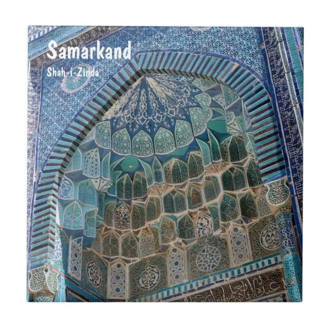 Necropolis av Shah-i-Zinda i Samarkan, Uzbekistan Kakelplatta (Framsidan)