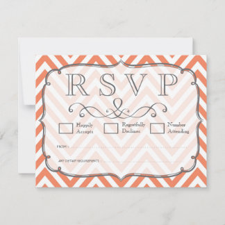 Nectarine Orange Chevron-Bröllop OSA Kort