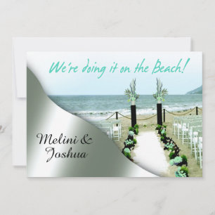 Ned Aisle Aqua Grått Silver Beach Wedding Inbjudningar