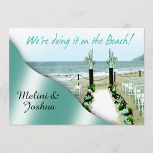 Ned Aisle Aqua Lucite Grönt Beach Wedding Inbjudningar