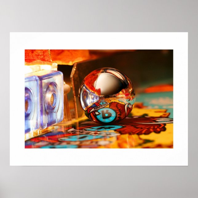 Ned floden vit vatten pinball poster (Framsidan)