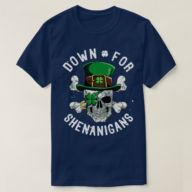 Ned för Shenanigans St patricks day Funny Skull T Shirt (Design framsida)