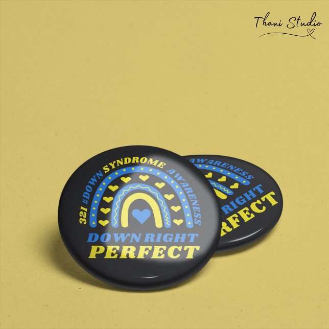 Ned Höger Perfekt Regnbåge World Down Syndrome Knapp (Skapare uppladdad)