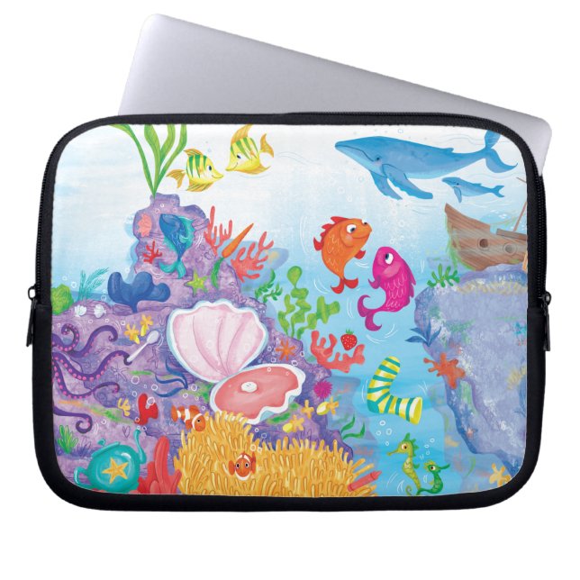 Ned i havet laptop sleeve (Framsidan)