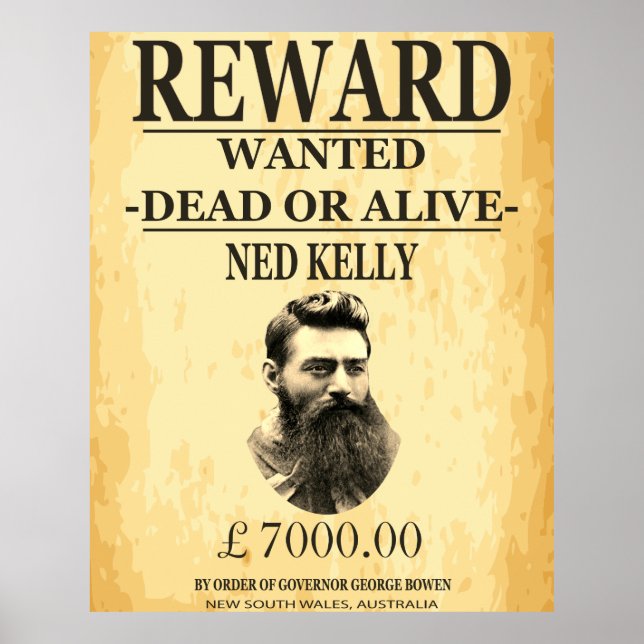 Ned Kelly Bukryanger 🏴 Berömd Australian Outlaw ☠ Poster (Framsidan)