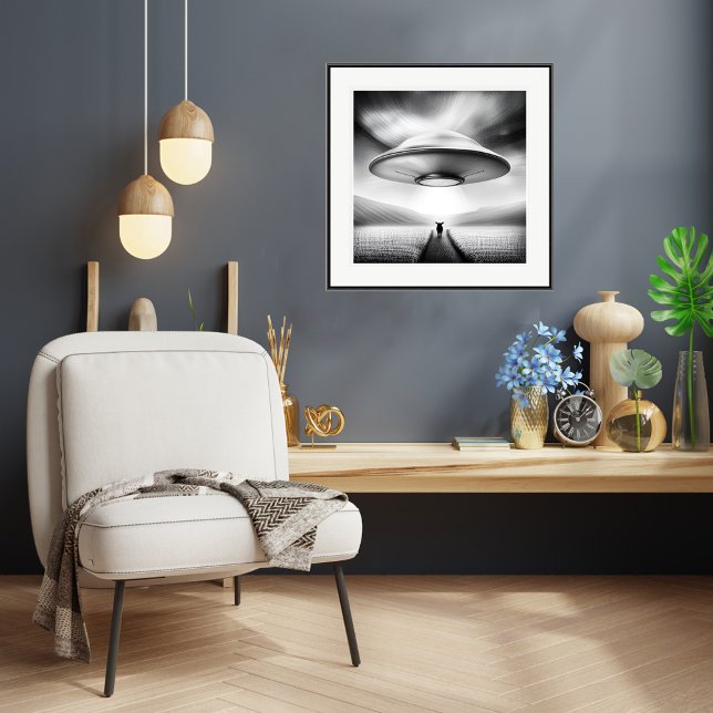 Ned på Farm - UFO Art-utskrift Poster (Down On The Farm - UFO Art Print.
Artist: Roger Smith)