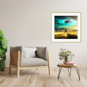 Ned på Farm - UFO Art-utskrift Poster