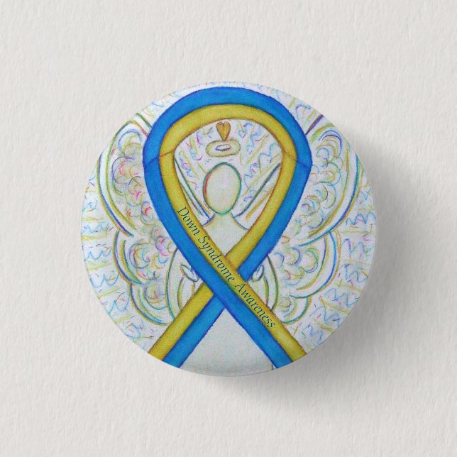Ned Syndrome Angel Awareness Ribbon Buton Pin Knapp (Framsida)