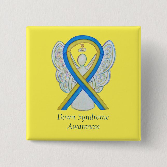 Ned Syndrome Angel Awareness Ribbon Pin Button Knapp (Framsida)