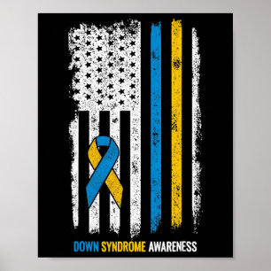 Ned Syndrome Awareness American Flagga Down Syndro Poster