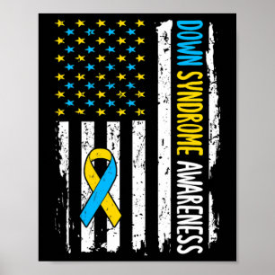 Ned Syndrome Awareness American Flagga T21 Down Sy Poster
