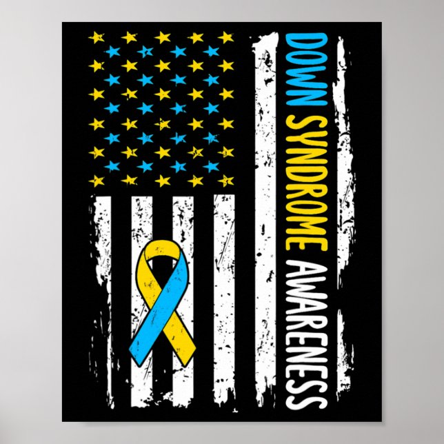 Ned Syndrome Awareness American Flagga T21 Down Sy Poster (Framsidan)