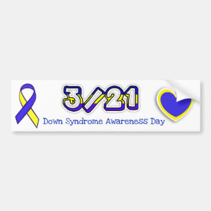 Ned Syndrome Awareness Day Ribbon 3/21 Bumper Bildekal