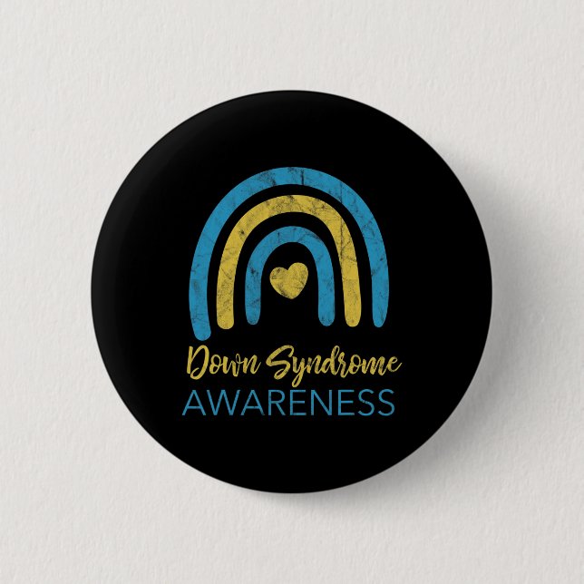Ned Syndrome Awareness Month Retro Rainbow T21 Knapp (Framsida)