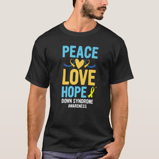 Ned Syndrome Awareness Peace Kärlek Hope T21 Gult T Shirt (Framsida)
