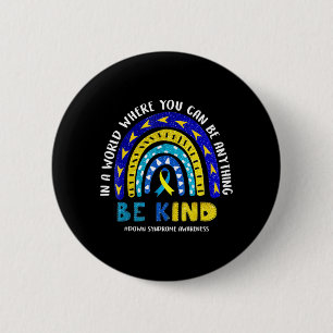 Ned Syndrome Awareness Ribbon Boho Rainbow Gult Knapp