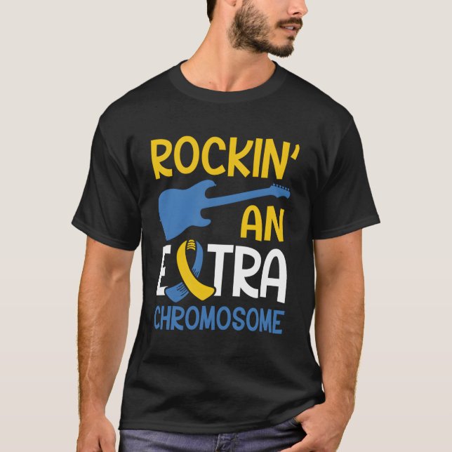 Ned Syndrome Awareness Rockin'a Extra Chromosom T Shirt (Framsida)