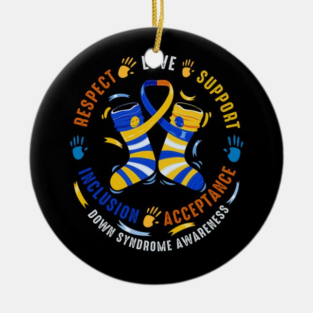 Ned Syndrome Respect Support Down Syndrome Awaren Julgransprydnad Keramik (Framsidan)