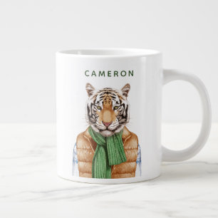 Ned Vest Tiger  Lägg till ditt namn Jumbo Mugg