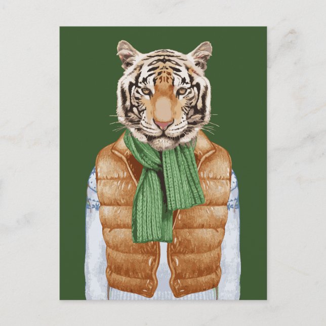 Ned Vest Tiger Vykort (Framsida)