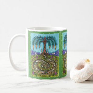 NEDANFÖR KANINEN HÅL, CARROT WILLOW TRÄD FOLK ART KAFFEMUGG