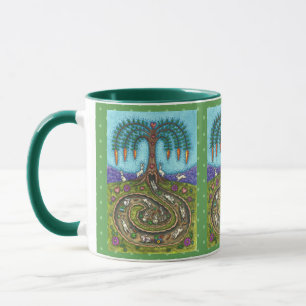 NEDANFÖR KANINEN HÅL, CARROT WILLOW TRÄD FOLK ART MUGG