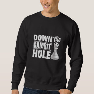 Nedåt i Gambit Hål Chess Checkmate Kung Queen Lång Ärmad Tröja