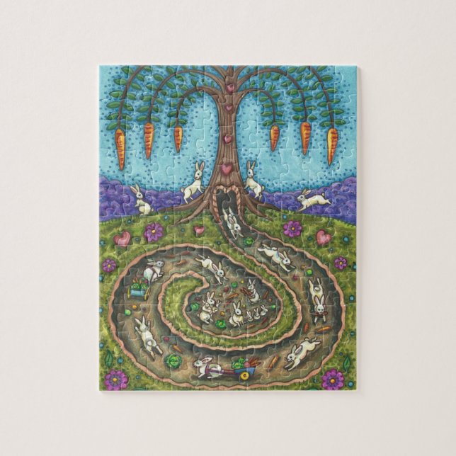 NEDÅT KANINEN HÅL, WILLOW & BUNNIES PUZZLE PUSSEL (Vertikal)