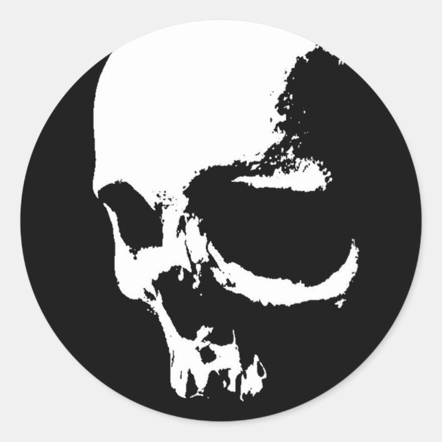 Nedåt Runt Klistermärke (Framsida)