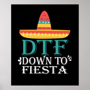 Nedåt till Fiesta DTF - Funny Cinco De Mayo Poster