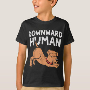 Nedåtriktad human Hund, lustigt Yoga Workout Anima T Shirt