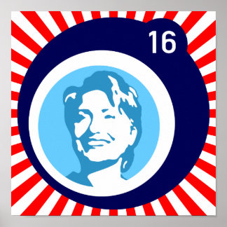 Nedåtstående clinton BlueBubble RedRays Poster