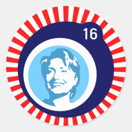 Nedåtstående clinton BlueBubble RedRays Runt Klistermärke