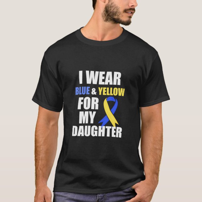 Nedåtsyndrom I Bära Blue Gult för min dotter M T Shirt (Framsida)