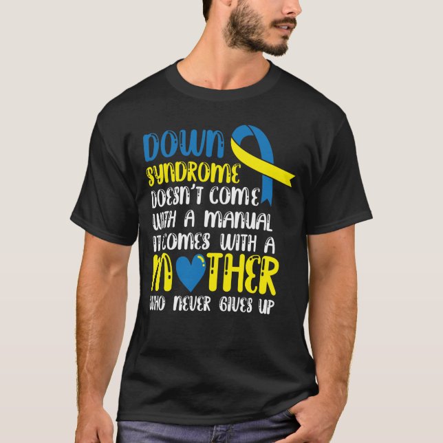 Nedåtsyndrom Komar inte med manuell Mamma-Medveten T Shirt (Framsida)
