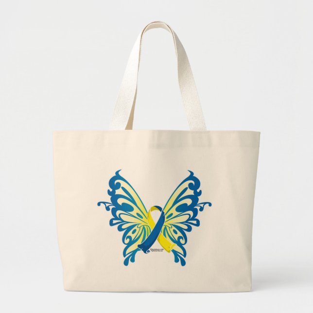 Nedåtsyndrome Butterfly Ribbon Jumbo Tygkasse (Framsidan)