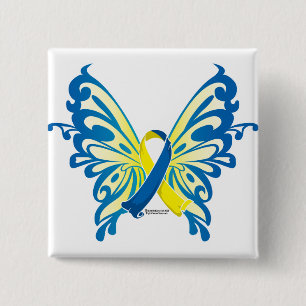 Nedåtsyndrome Butterfly Ribbon Knapp