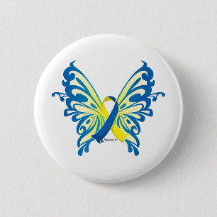 Nedåtsyndrome Butterfly Ribbon Knapp