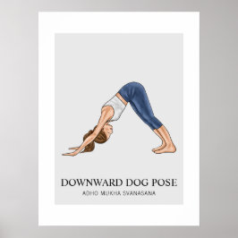 Nedåtvänd Hund Pose Yoga Fitness Woman Poster