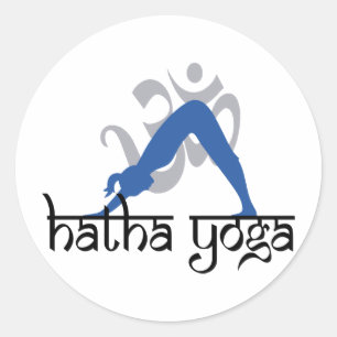 Nedåtvänd mot Hund Hatha Yoga Runt Klistermärke