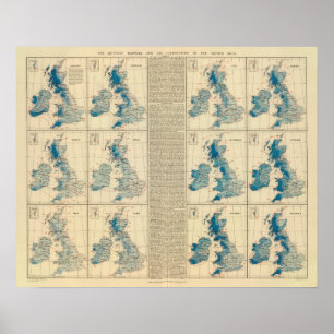 Nederbörd temperatur, brittiska Isles Poster