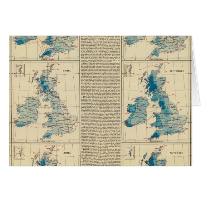 Nederbörd, temperatur, brittiska öar hälsningskort (Framsidan Horizontal)