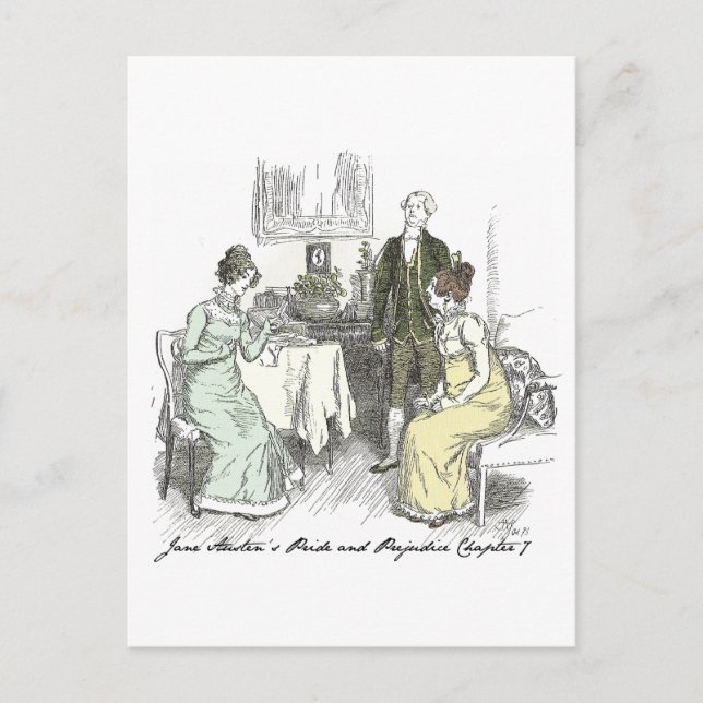 Nederfield Notes - Jane Austen Pride & Prejudice Vykort (Framsida)