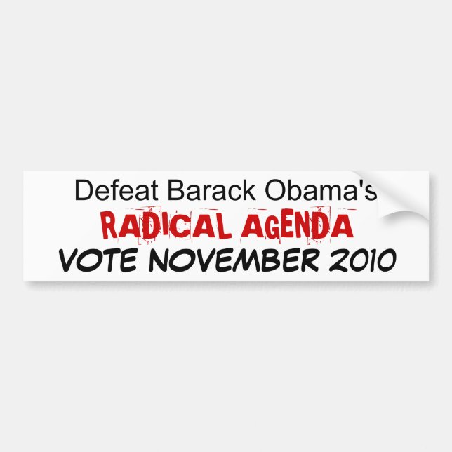 NederlagBaracks Obama RADIKALA DAGORDNING. Bildekal (Framsidan)