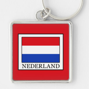 Nederland Fyrkantig Silverfärgad Nyckelring